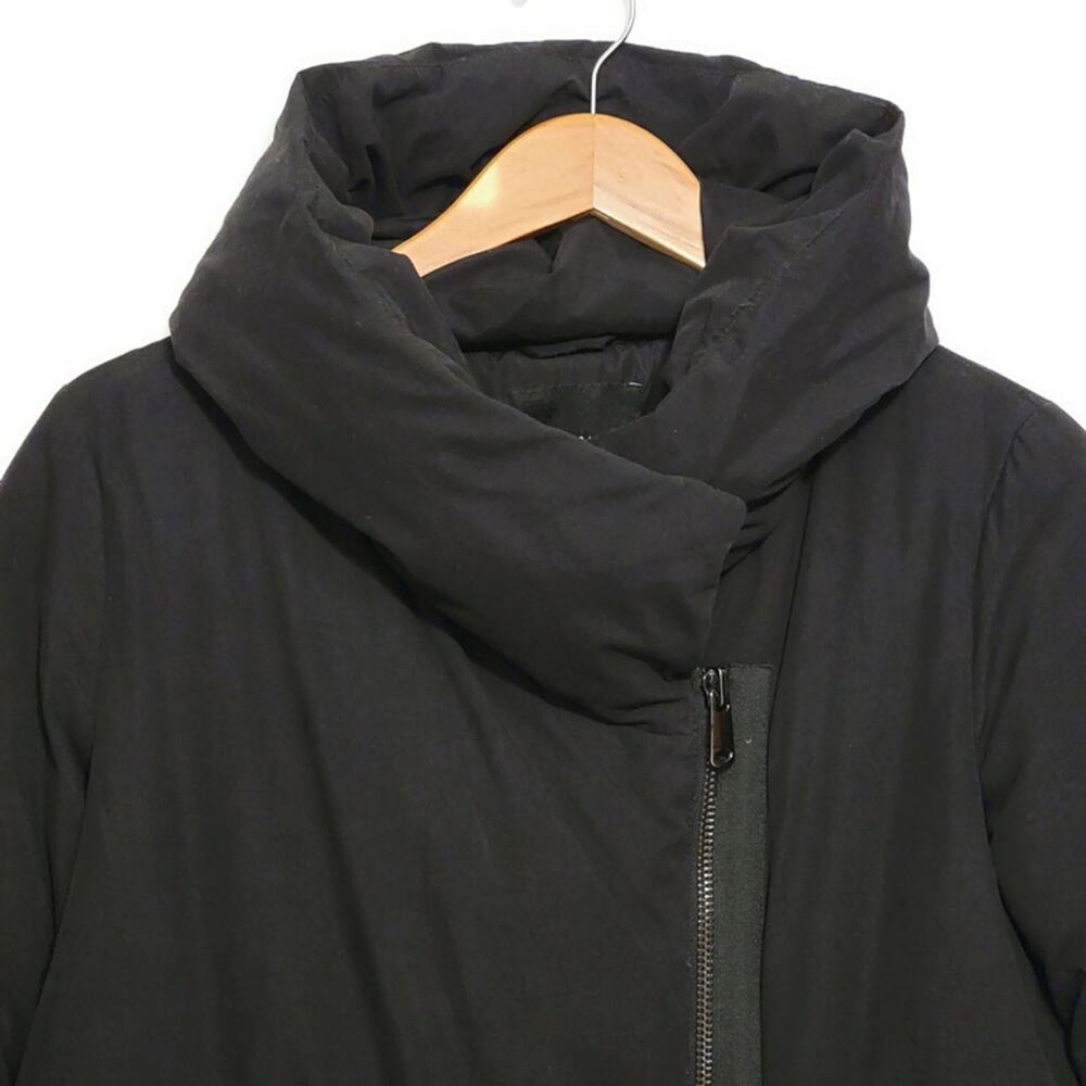 Zara Basic Outerwear Black Hooded Zip Up Front Pu… - image 2